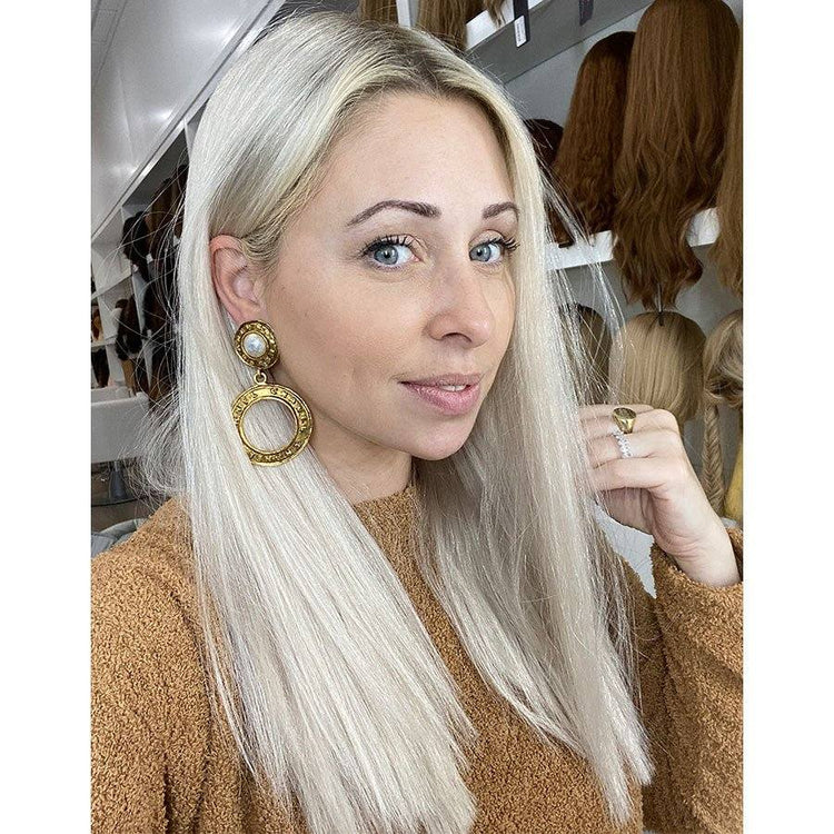 20" Divine Lace Top Topper Ice Blonde w/ Rooting