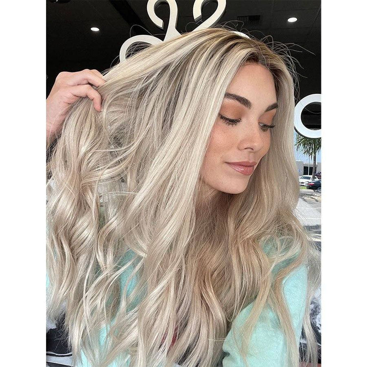 24" Divine Lace Top Wig Ice Blonde w/ Rooting Color Service