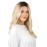 22" Ponytail Silk Part Wig Platinum Blonde w/ Full Rooting