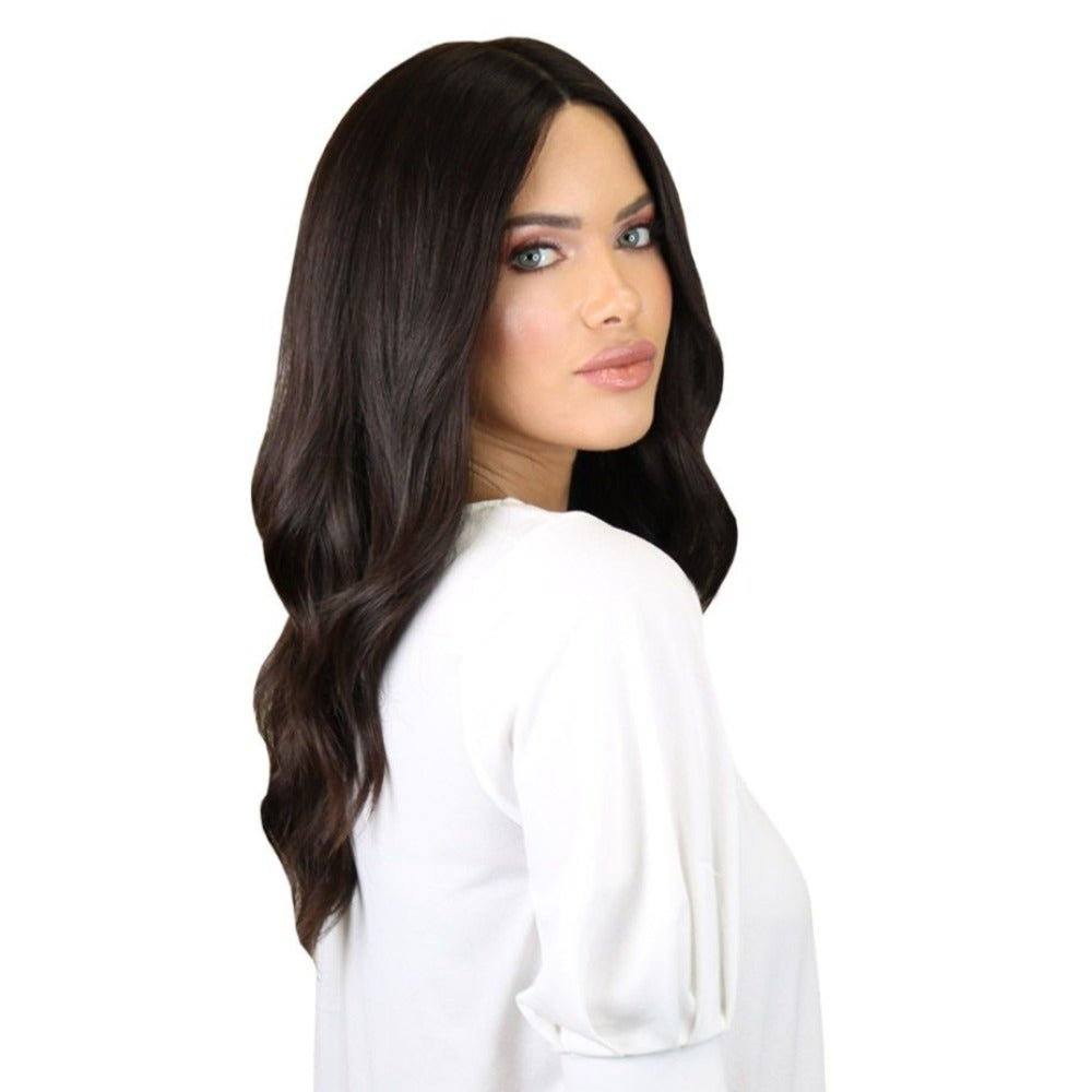 22" Ponytail Silk Part Wig Soft Black