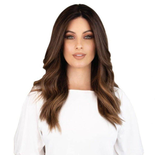 Grace Silk Top Wig Medium Brown Balayage w/ Rooting - 22" Reese