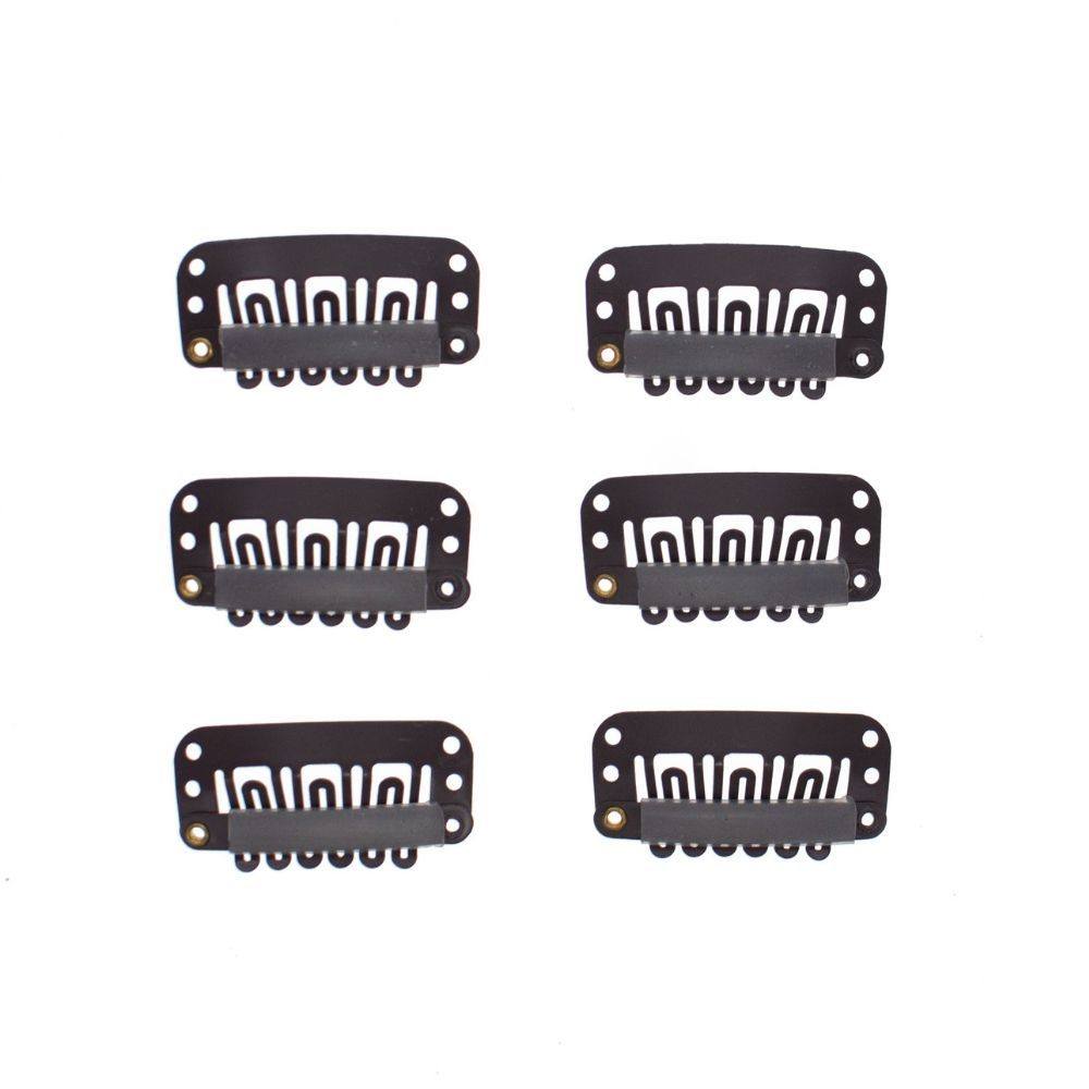 6 Pc Wig Snap Clip Dark Brown