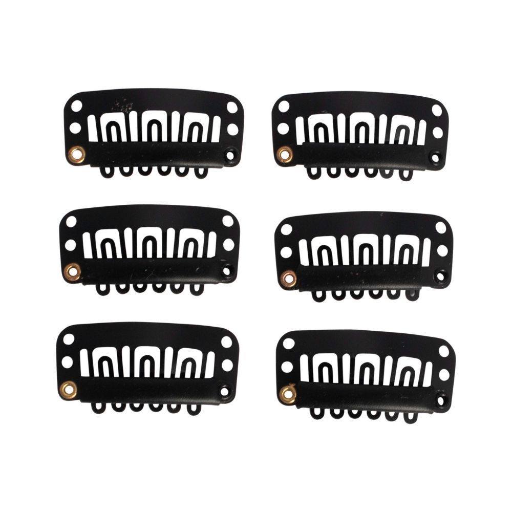 6 Pc Wig Snap Clip Black