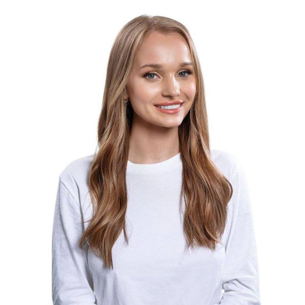 20" U-Shape Wig Medium Brown Balayage